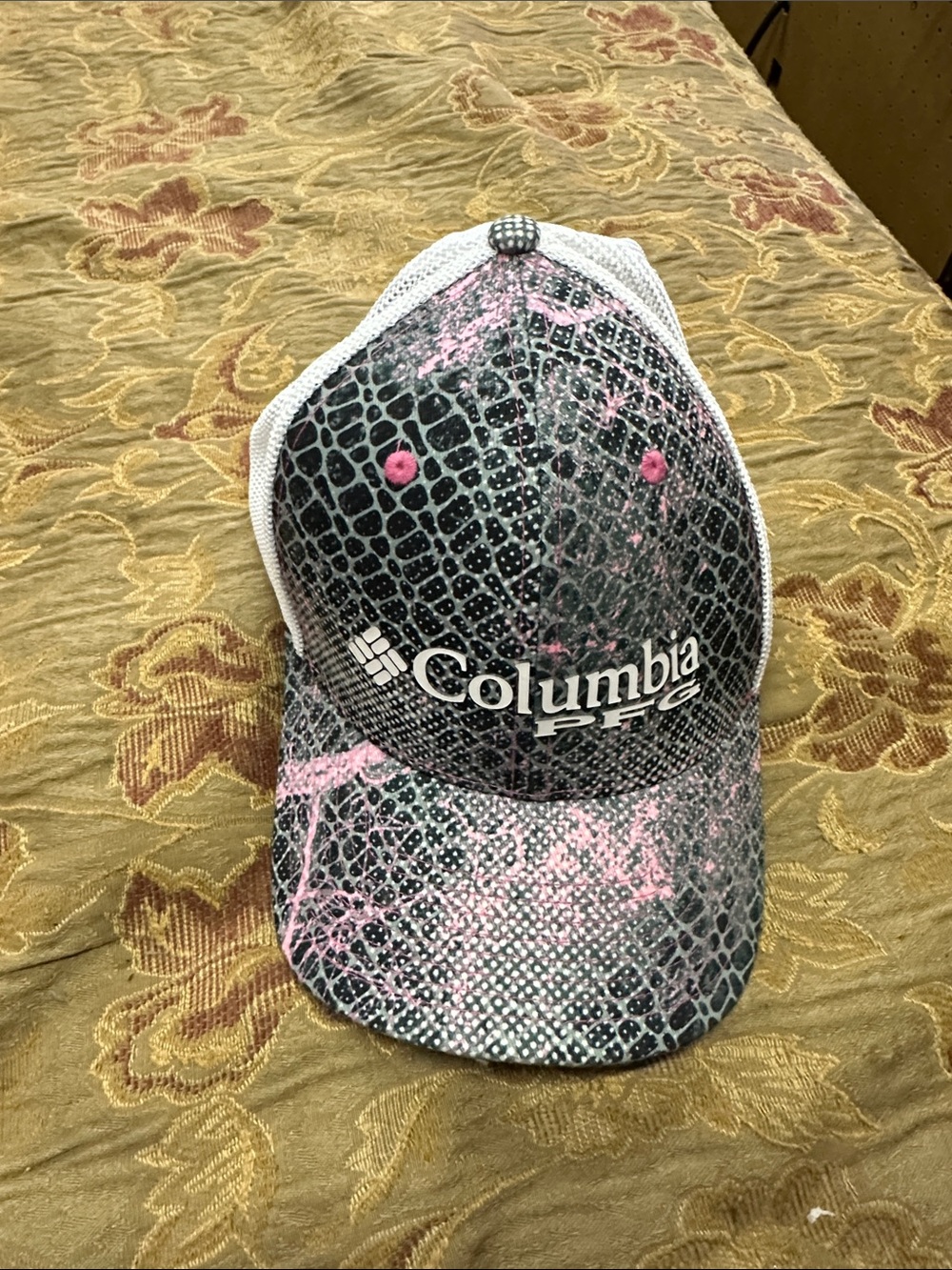 Columbia Women's Black & Pink Patterned Mesh Trucker Hat